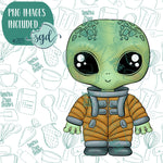 Space Alien Cutter with PNG Images to Match - Hand Drawn Graphics for Edible Ink Printers