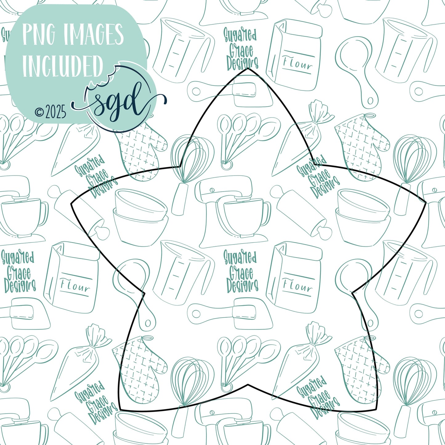 Space Star Cookie Cutter STL File  with PNG Images to Match - For 3D Printing and Edible Ink Printers