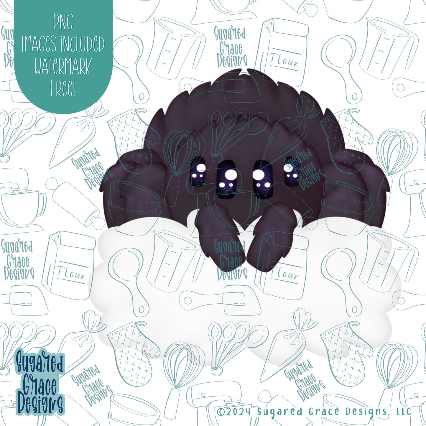 Spider Plaque Cookie Cutter with Matching Printable PNG Images for Edible Ink Printers Including Eddie