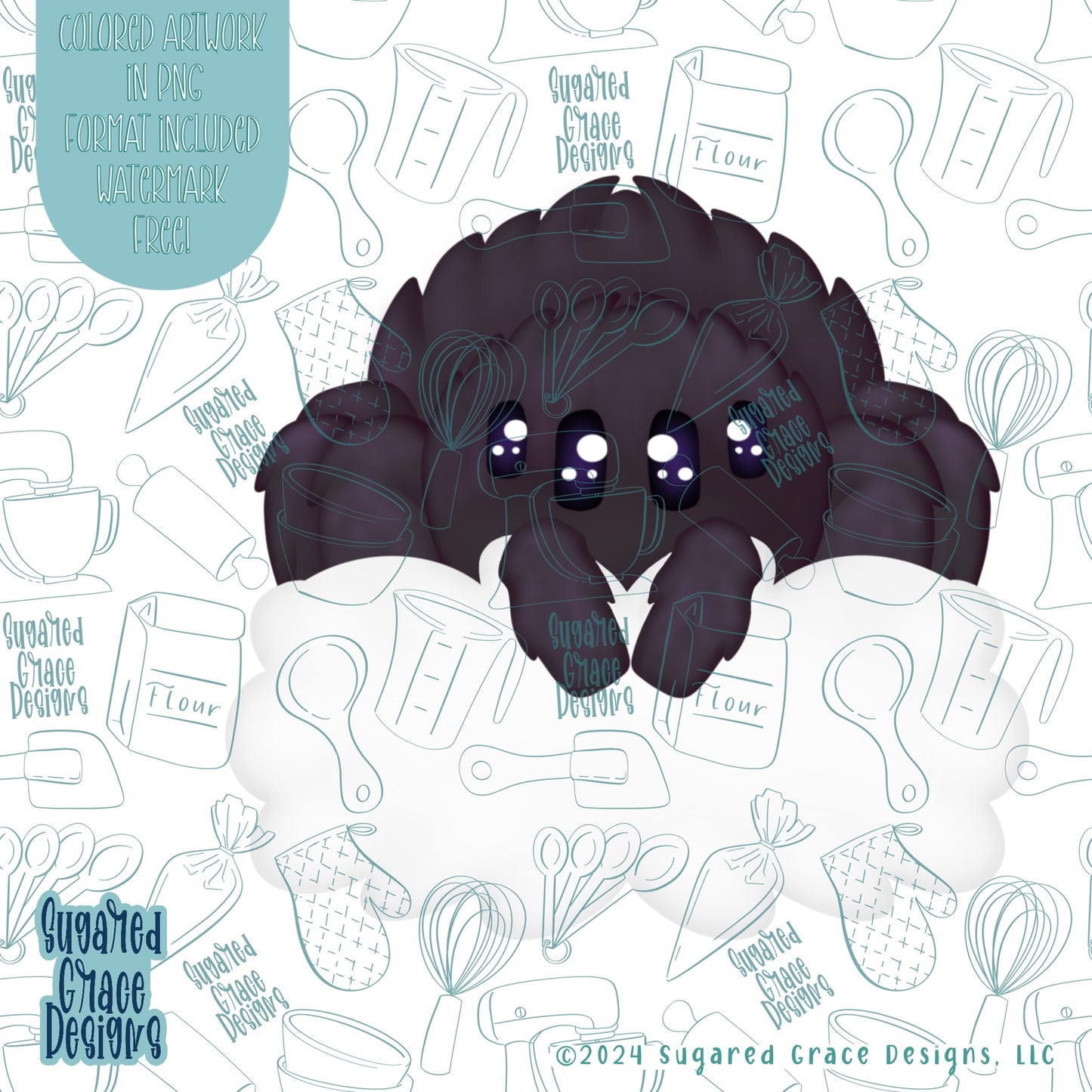 Spider Plaque Cookie Cutter STL Files for 3D Printing with Matching Printable PNG Images for Edible Ink Printers Including Eddie