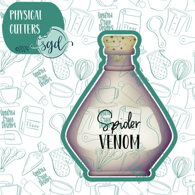 Spider Venom Potion Bottle Cookie Cutter with PNG Images to Match - Hand Drawn Graphics for Edible Ink Printers