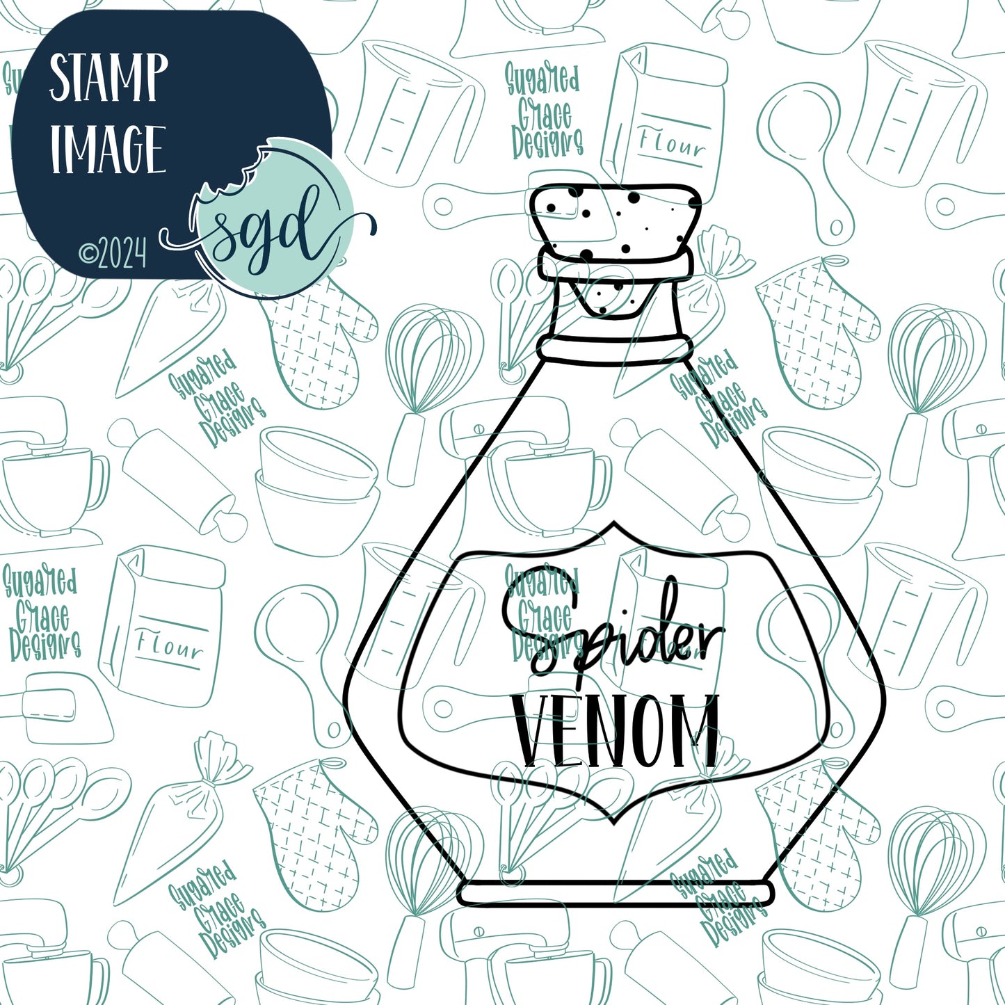 Spider Venom Potion Bottle Cookie Cutter and Stamp for Fondant Decorating and Cake Toppers