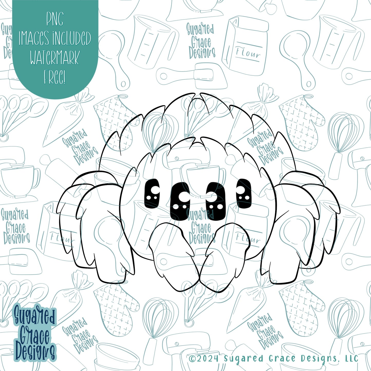 Spider Cookie Cutter with Matching Printable PNG Images for Edible Ink Printers Including Eddie