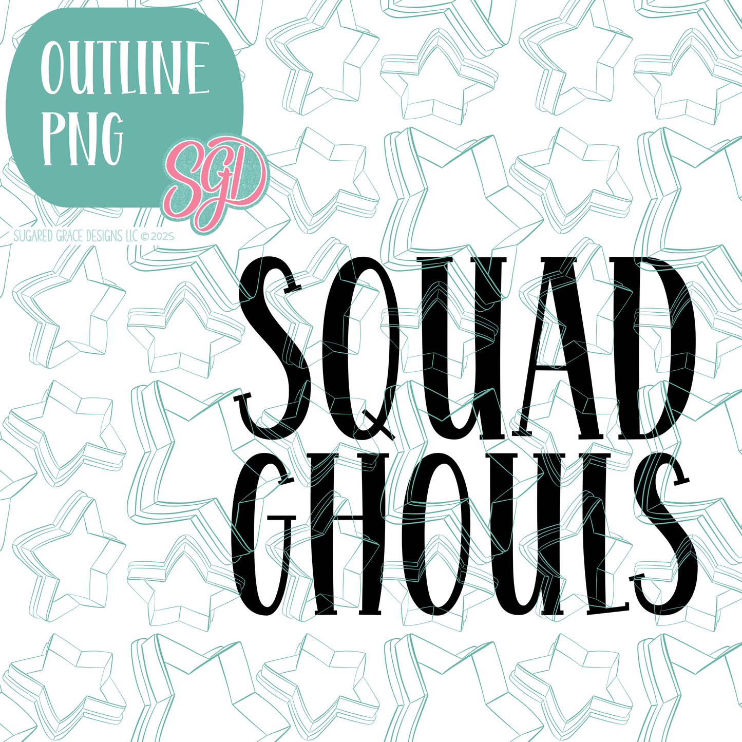 Squad Ghouls Cookie Cutter Plaque with PNG Images to Match - Hand Drawn Graphics for Edible Ink Printers