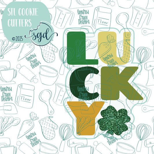 Lucky Word Plaque Cookie Cutter STL File  with PNG Images to Match - For 3D Printing and Edible Ink Printers