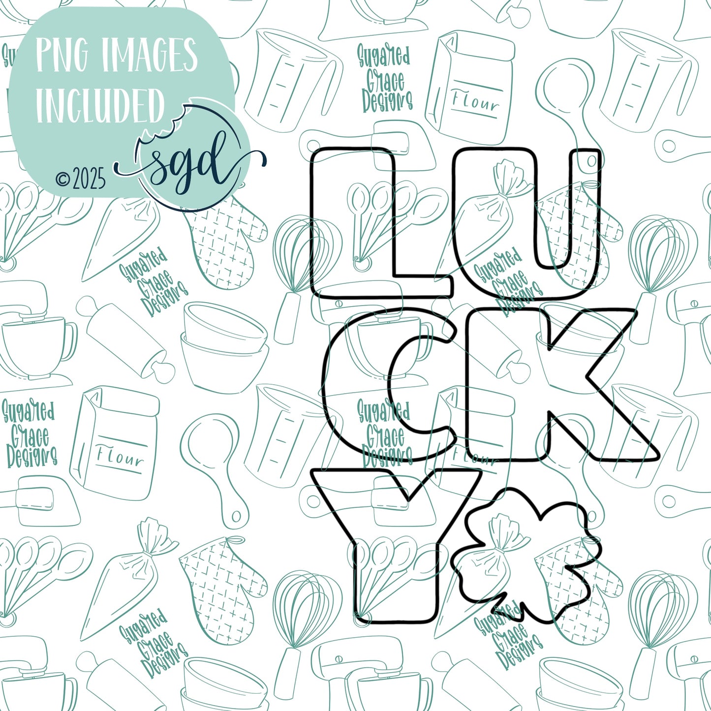 Lucky Word Plaque Cookie Cutter STL File  with PNG Images to Match - For 3D Printing and Edible Ink Printers