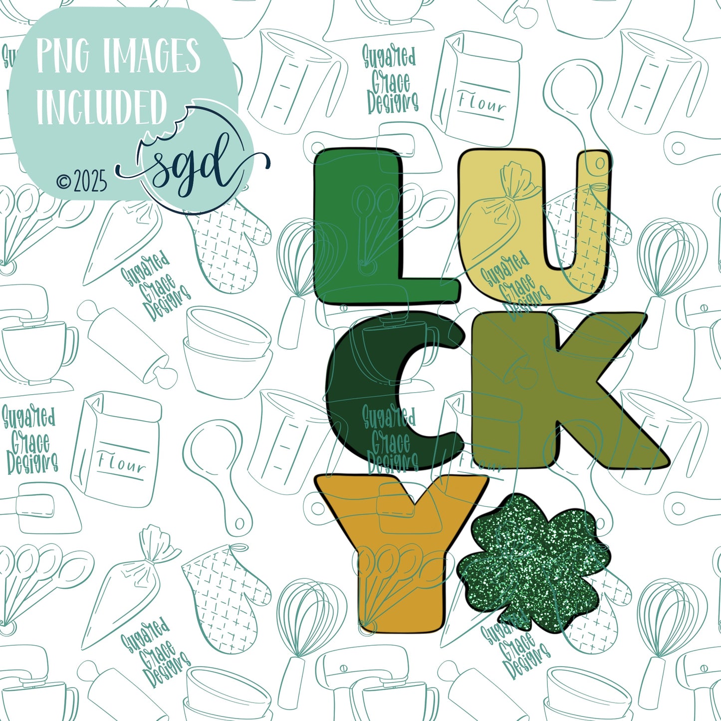 Lucky Word Plaque Cookie Cutter STL File  with PNG Images to Match - For 3D Printing and Edible Ink Printers