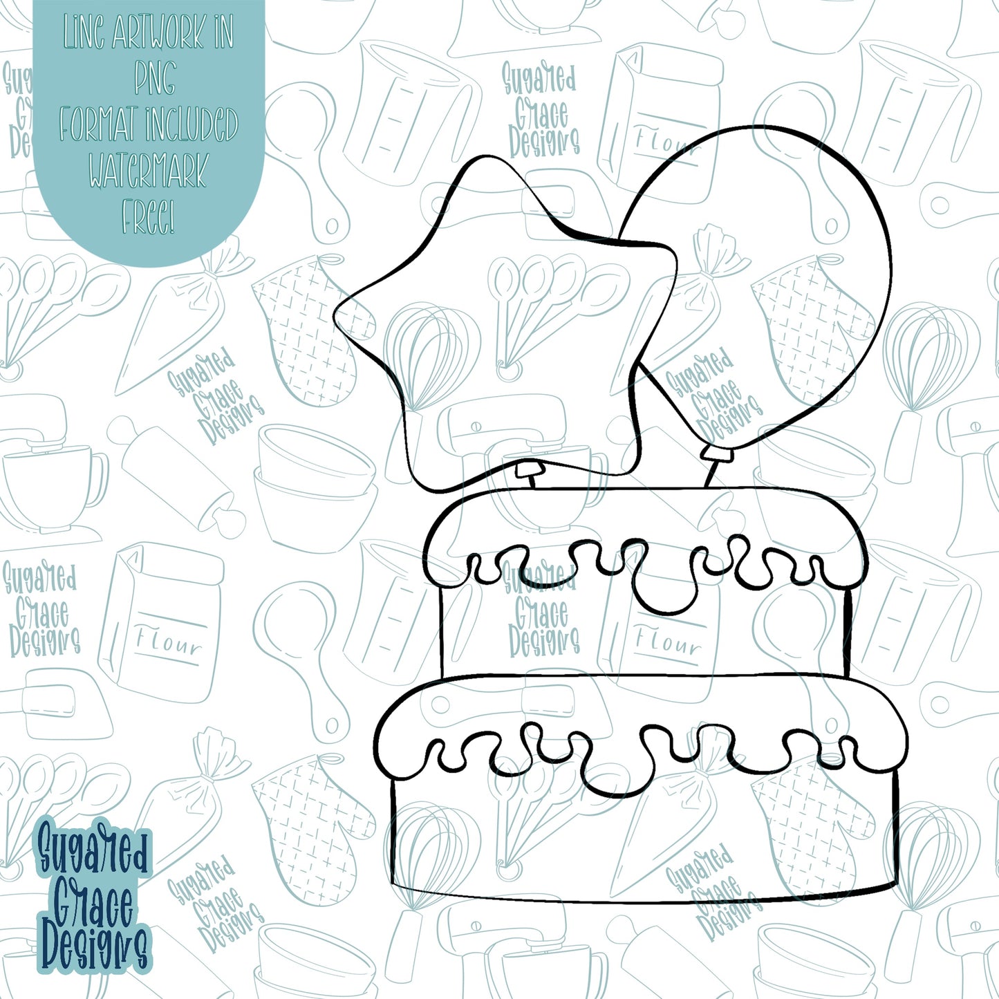 Star Balloon Cake Cookie Cutter STL Files for 3D Printing with Matching Printable PNG Images for Edible Ink Printers Including Eddie