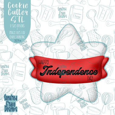 Independence Day Star with Banner Cookie Cutter STL Files for 3D Printing with Matching Printable PNG Images for Edible Ink Printers Including Eddie