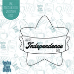 Independence Day Star with Banner Cookie Cutter with Matching PNG Images for Edible Ink Printers Including Eddie