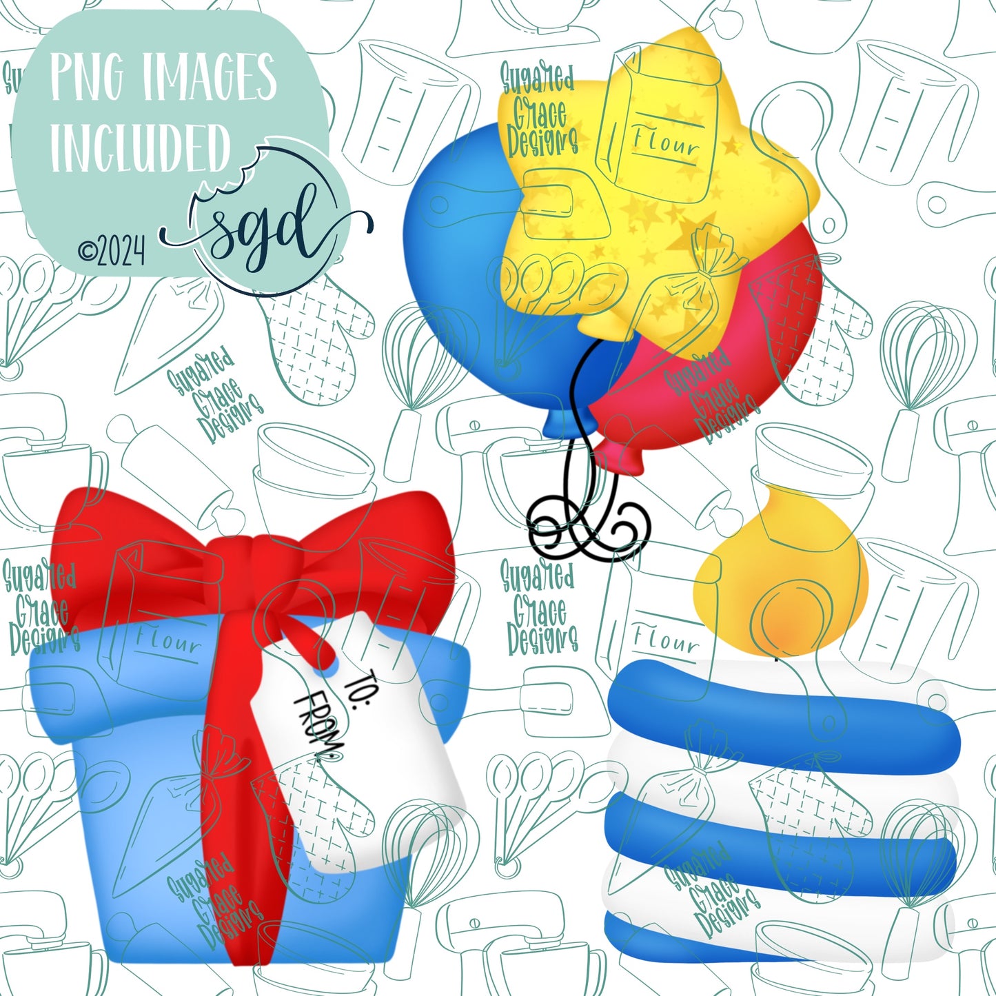Birthday Cookie Cutter STL Files Set of 3 with PNG Images to Match - For 3D Printing and Edible Ink Printers