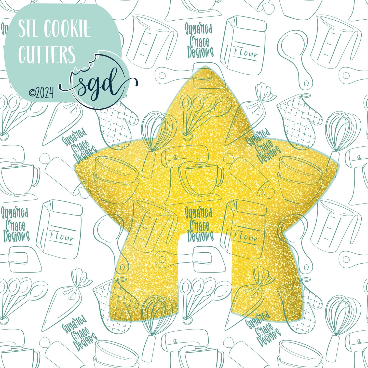 Star Mug Hugger Cookie Cutter STL Files with PNG Images to Match - For 3D Printing and Edible Ink Printers