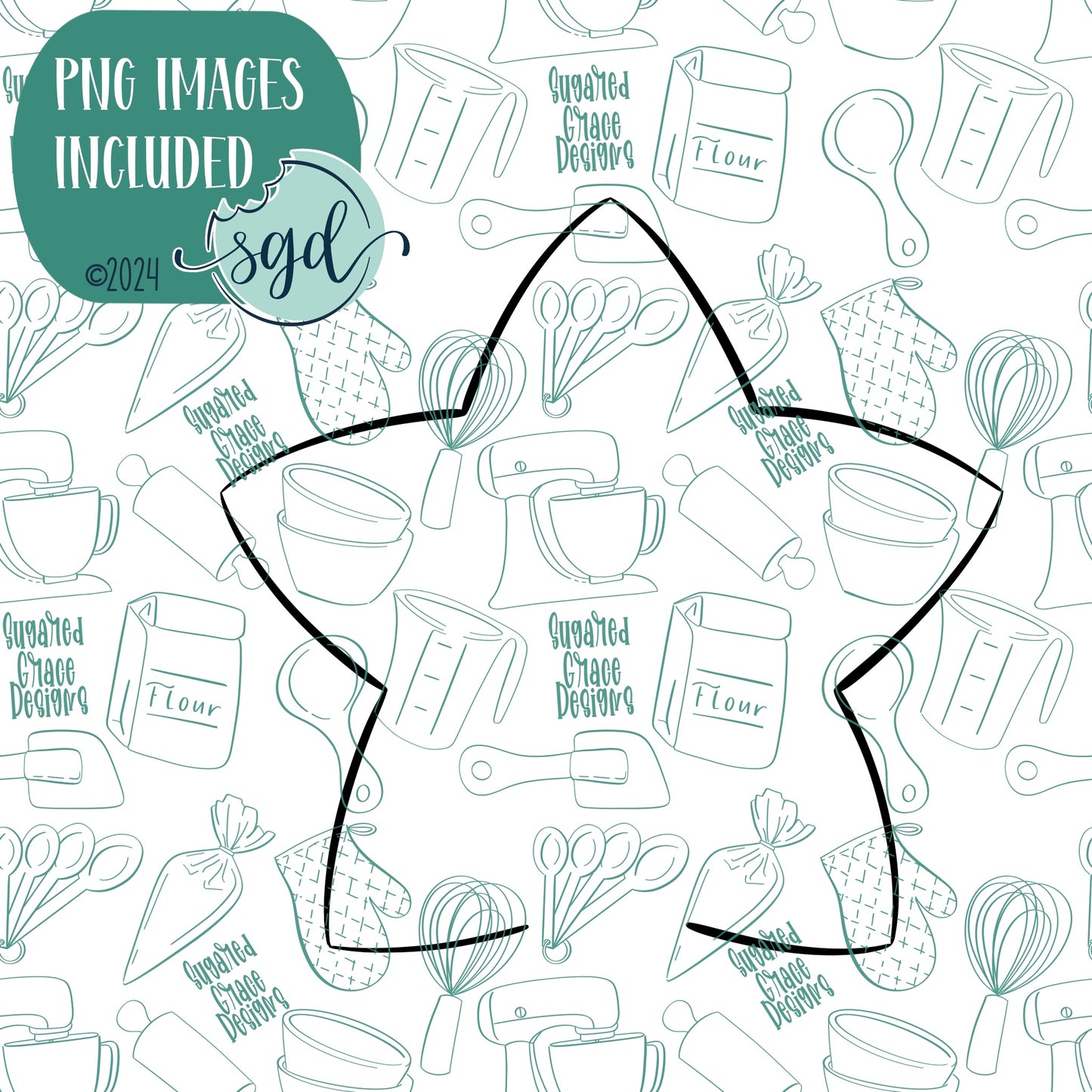 Star Mug Hugger Cookie Cutter with PNG Images to Match - Hand Drawn Graphics for Edible Ink Printers (Copy) (Copy)