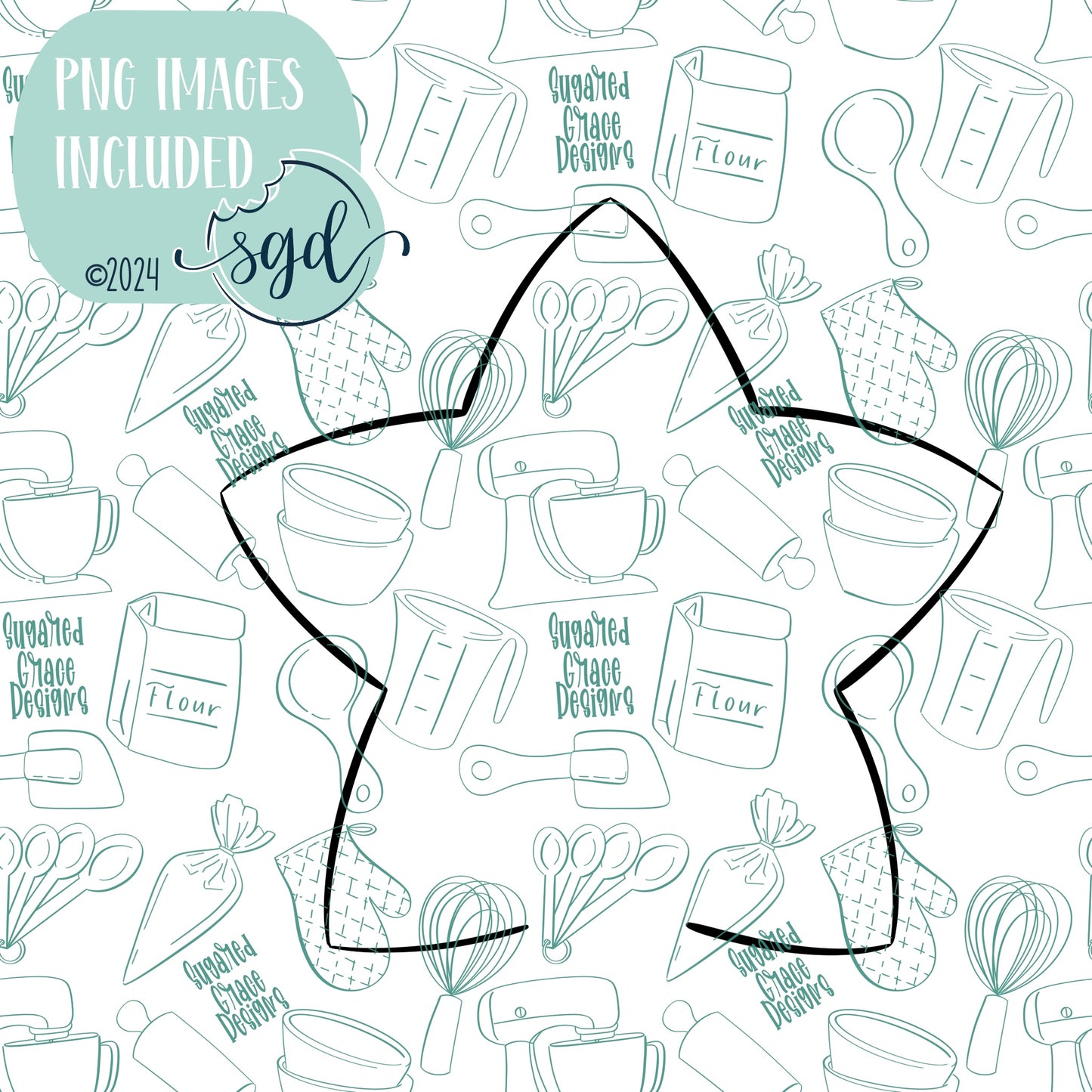 Star Mug Hugger Cookie Cutter STL Files with PNG Images to Match - For 3D Printing and Edible Ink Printers