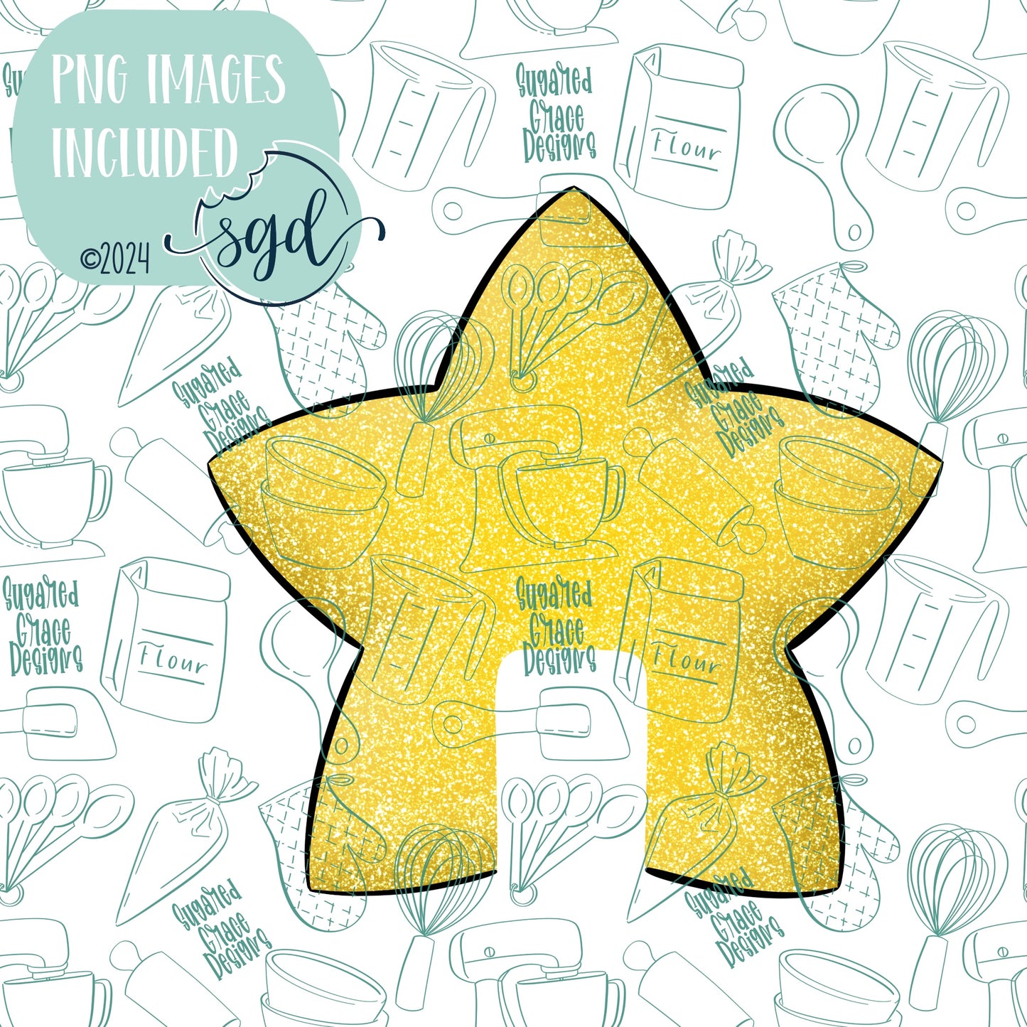 Star Mug Hugger Cookie Cutter STL Files with PNG Images to Match - For 3D Printing and Edible Ink Printers