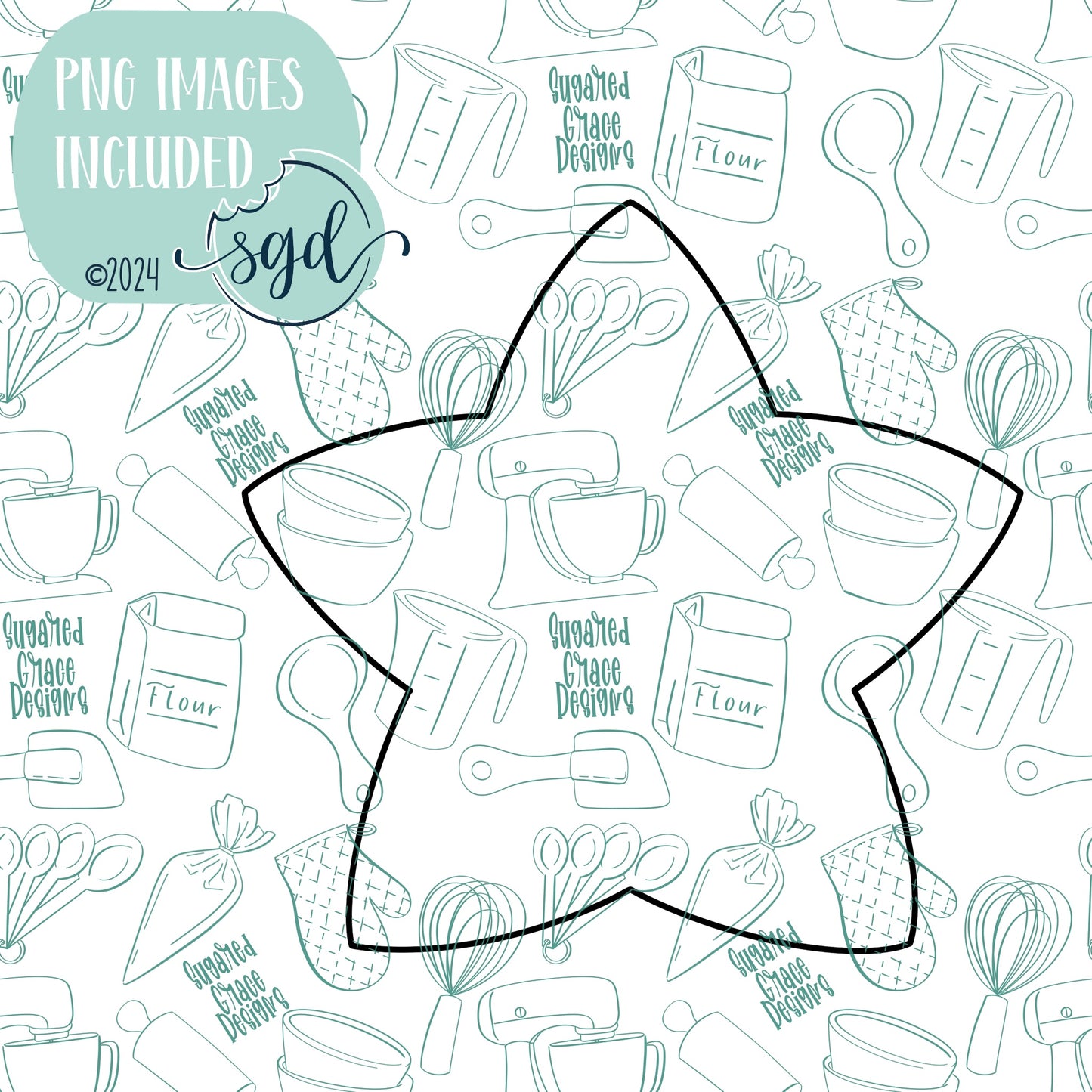 Star Cookie Cutter STL Files with PNG Images to Match - For 3D Printing and Edible Ink Printers