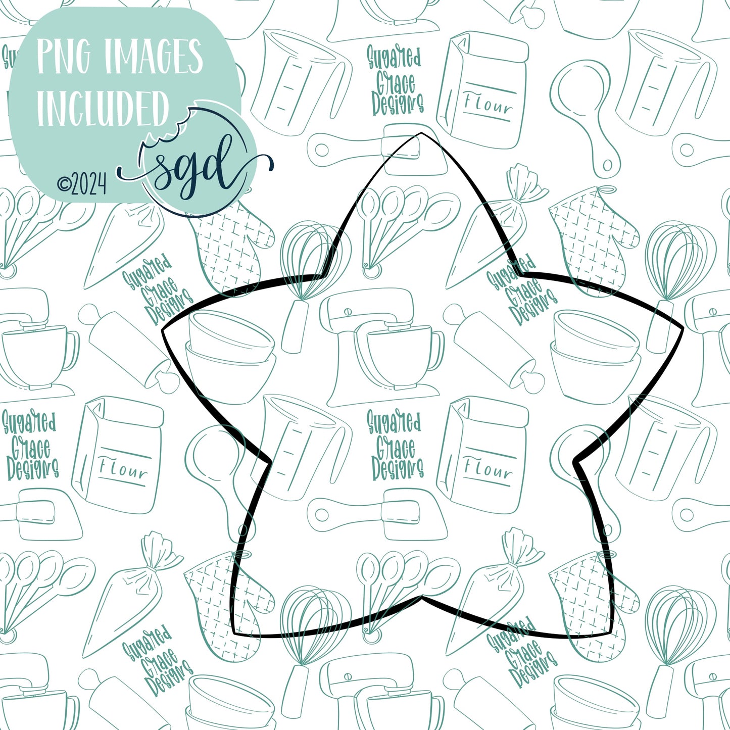 Star Cookie Cutter STL Files with PNG Images to Match - For 3D Printing and Edible Ink Printers