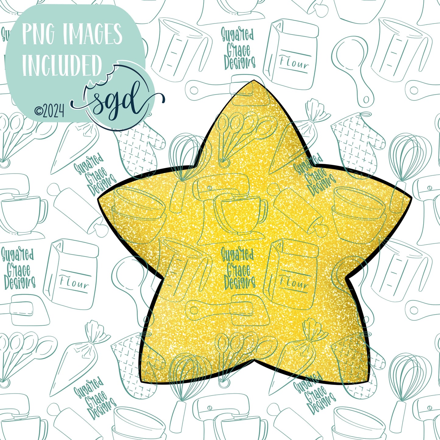 Star Cookie Cutter STL Files with PNG Images to Match - For 3D Printing and Edible Ink Printers