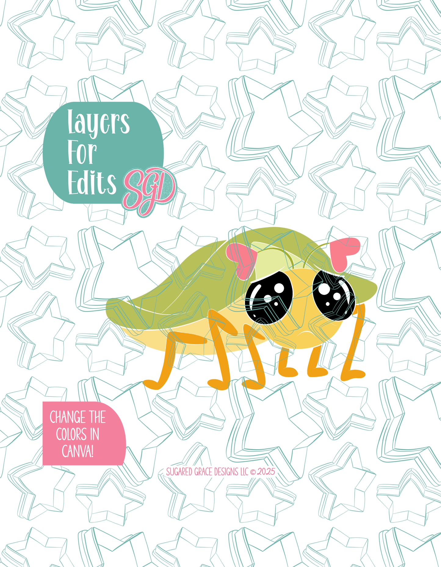 Valentines Day Stink Bug Cookie Cutter with matching PNG