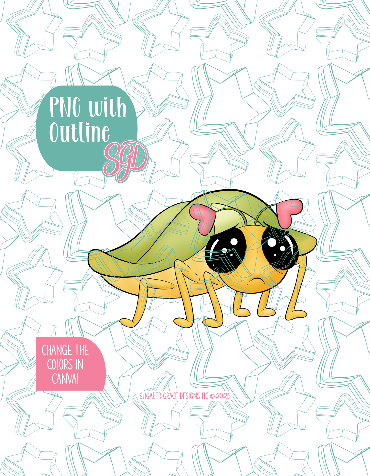 Valentines Day Stink Bug Cookie Cutter with matching PNG