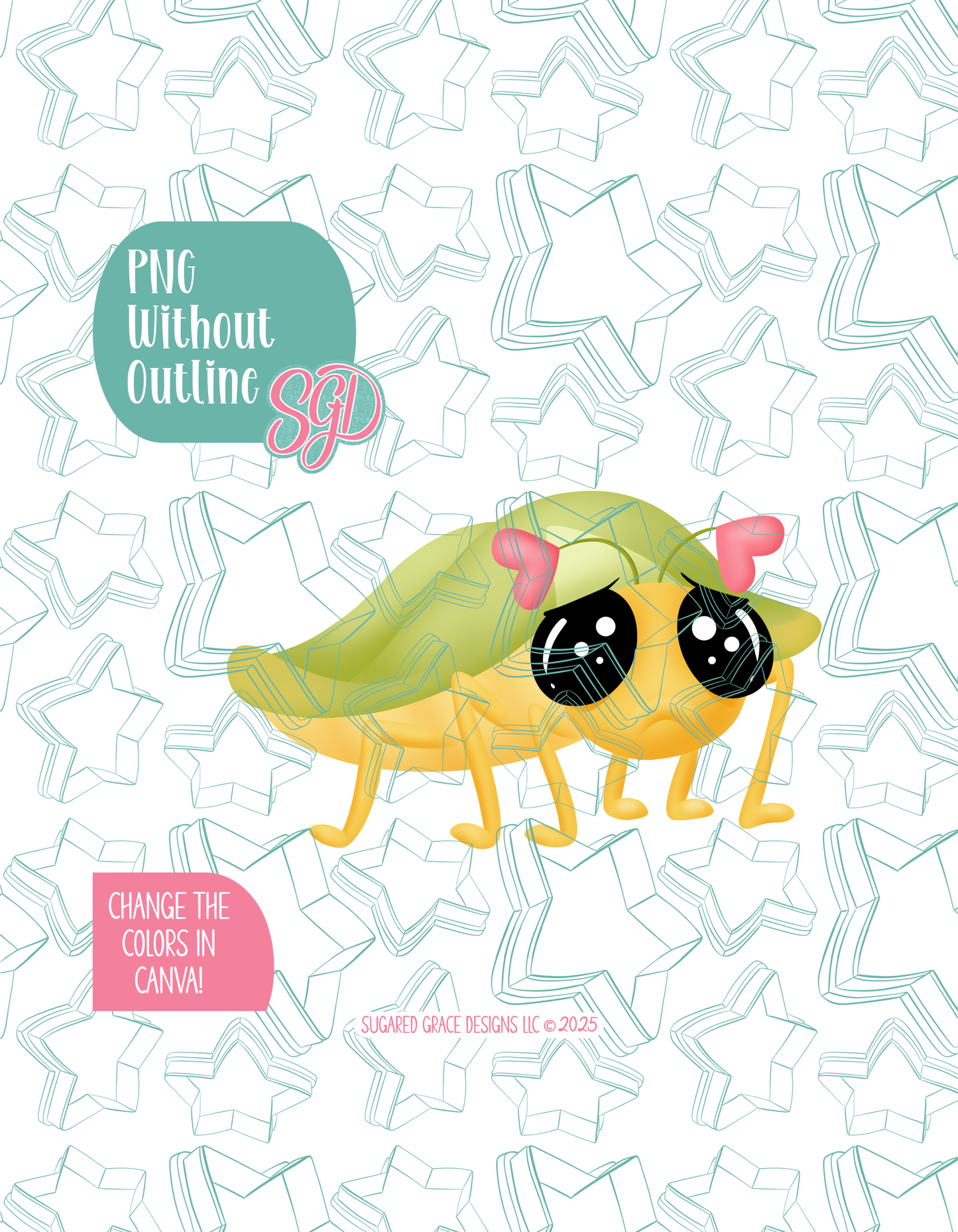 Valentines Day Stink Bug Cookie Cutter with matching PNG