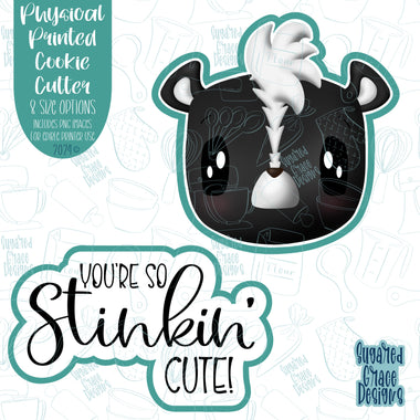 Stinkin Cute Skunk Cookie Cutter with Matching PNG Images for Edible Ink Printers Including Eddie