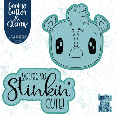 Stinkin Cute Skunk Valentines Day Cookie Cutter with Matching Stamp For Fondant Decorating
