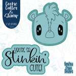 Stinkin Cute Skunk Valentines Day Cookie Cutter with Matching Stamp For Fondant Decorating