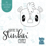 Stinkin Cute Skunk Cookie Cutter with Matching PNG Images for Edible Ink Printers Including Eddie