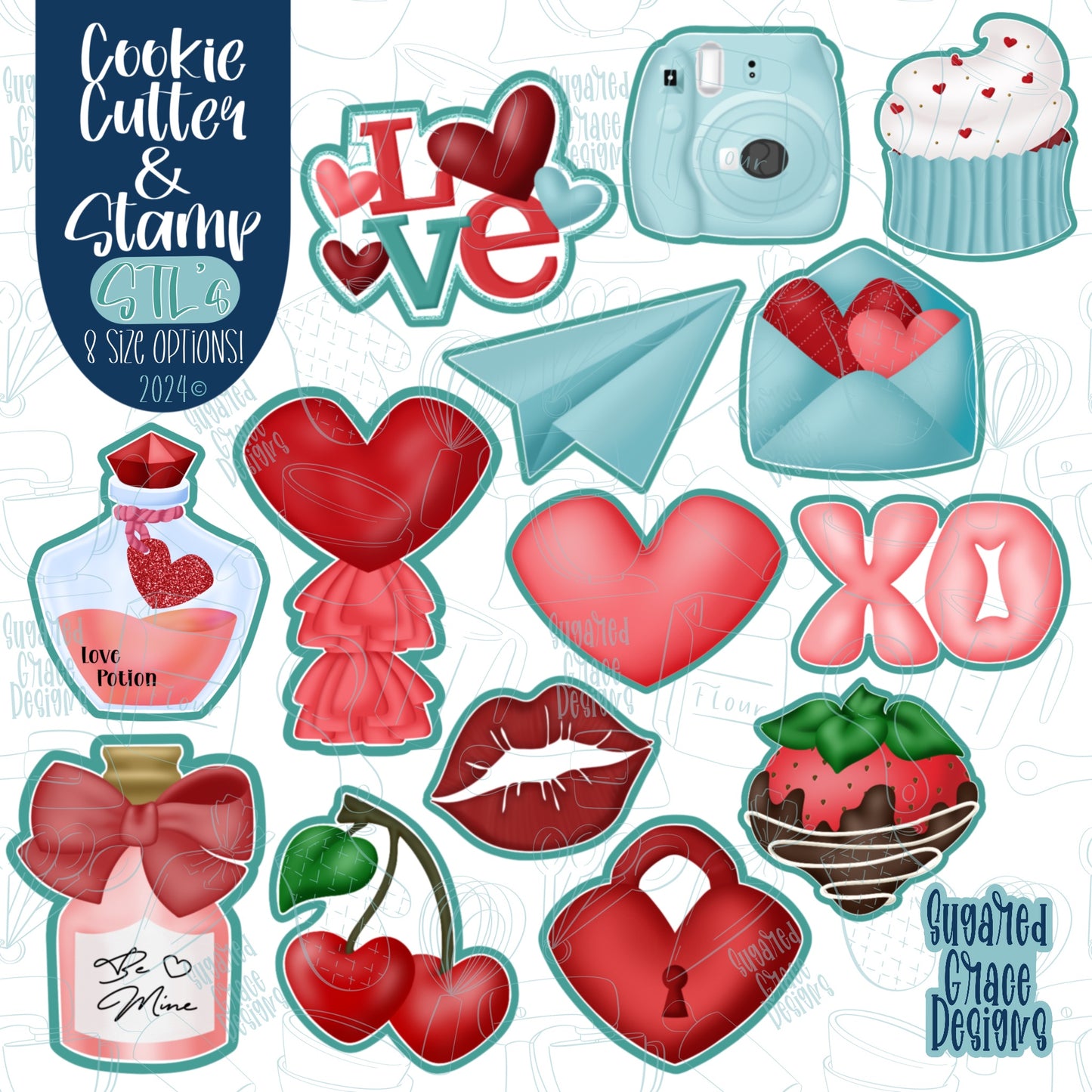 Valentines Day Advent Stamp and Cookie Cutter STL Set