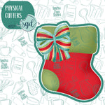 Christmas Stocking with Bow Cookie Cutter with PNG Images to Match - Hand Drawn Graphics for Edible Ink Printers