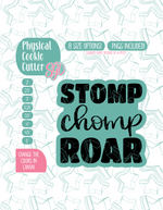 Stomp Chomp Roar Cookie Cutter with PNG Images to Match - Hand Drawn Graphics for Edible Ink Printers