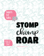 Stomp Chomp Roar PNG Image Set for Edible Ink Printers - Hand Drawn Editable Graphics