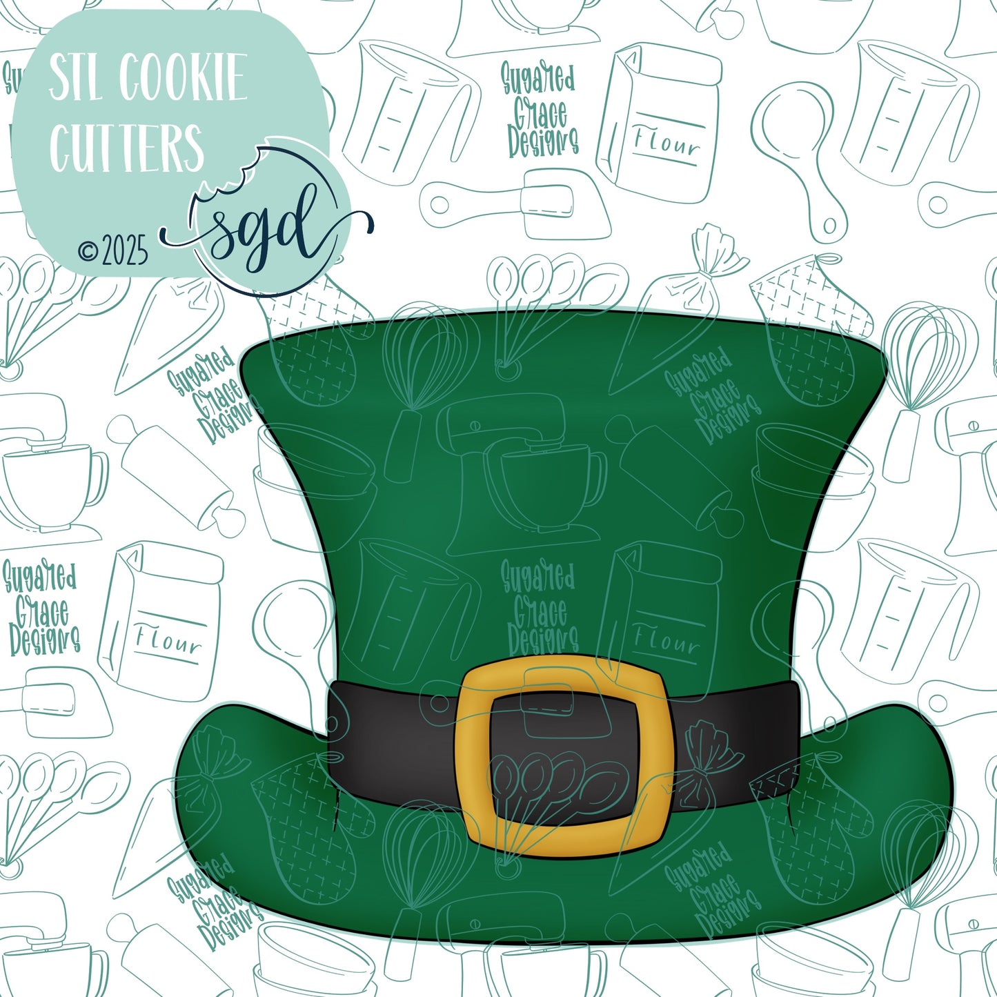 St Patrick's Day Leprechaun Hat Cookie Cutter STL File  with PNG Images to Match - For 3D Printing and Edible Ink Printers