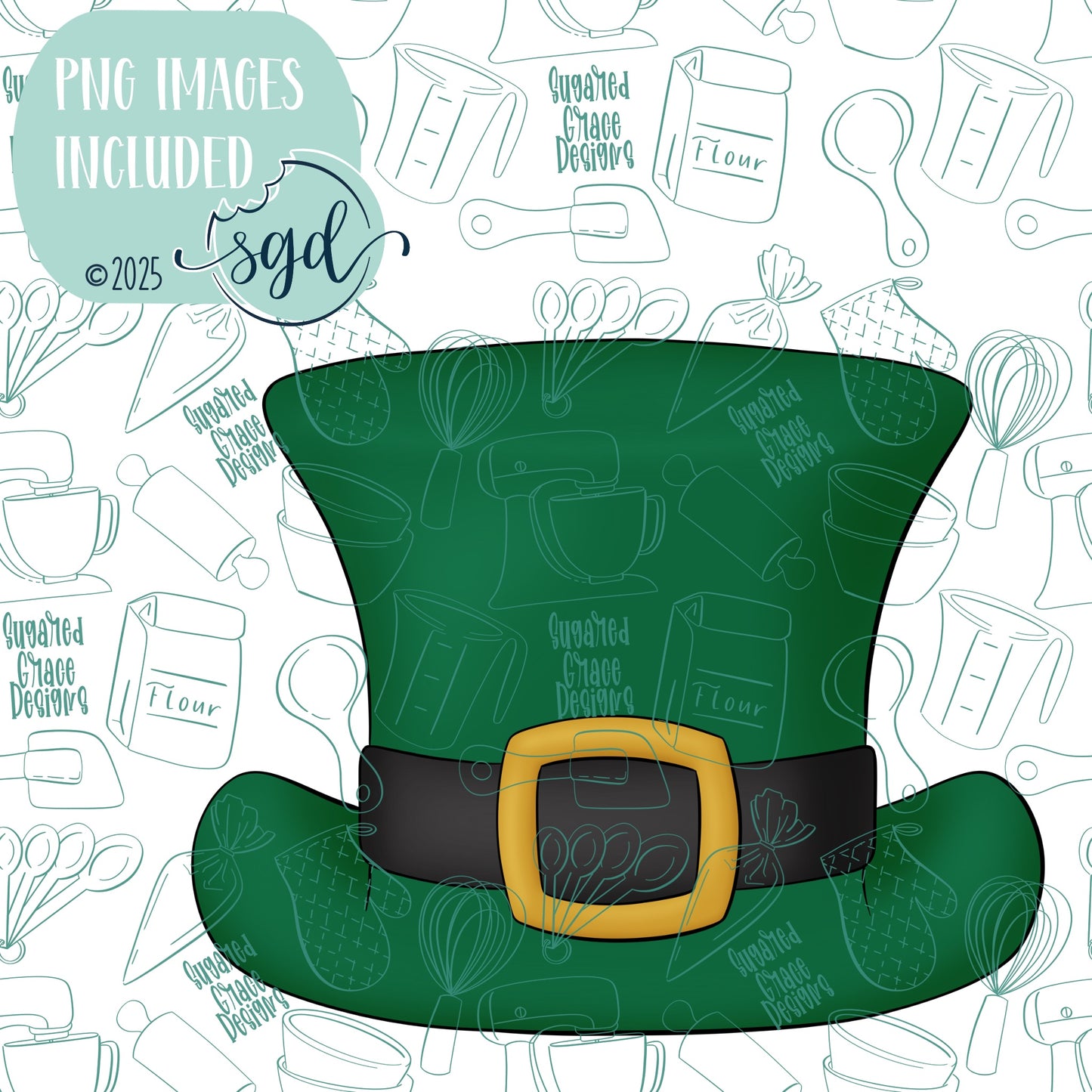 St Patrick's Day Leprechaun Hat Cookie Cutter STL File  with PNG Images to Match - For 3D Printing and Edible Ink Printers