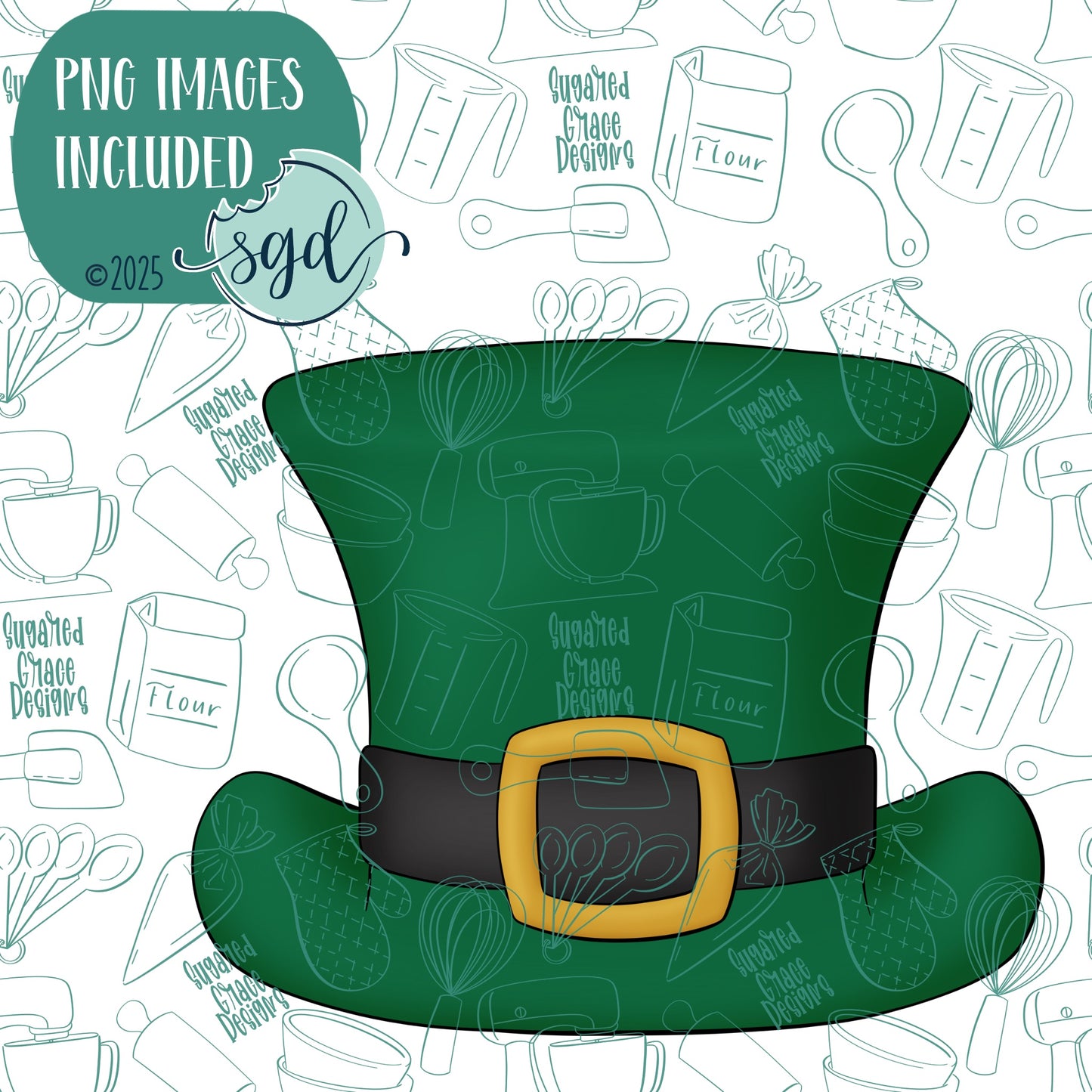 Leprechaun Hat Cookie Cutter for St Patrick's Day with PNG Images to Match - Hand Drawn Graphics for Edible Ink Printers (Copy)