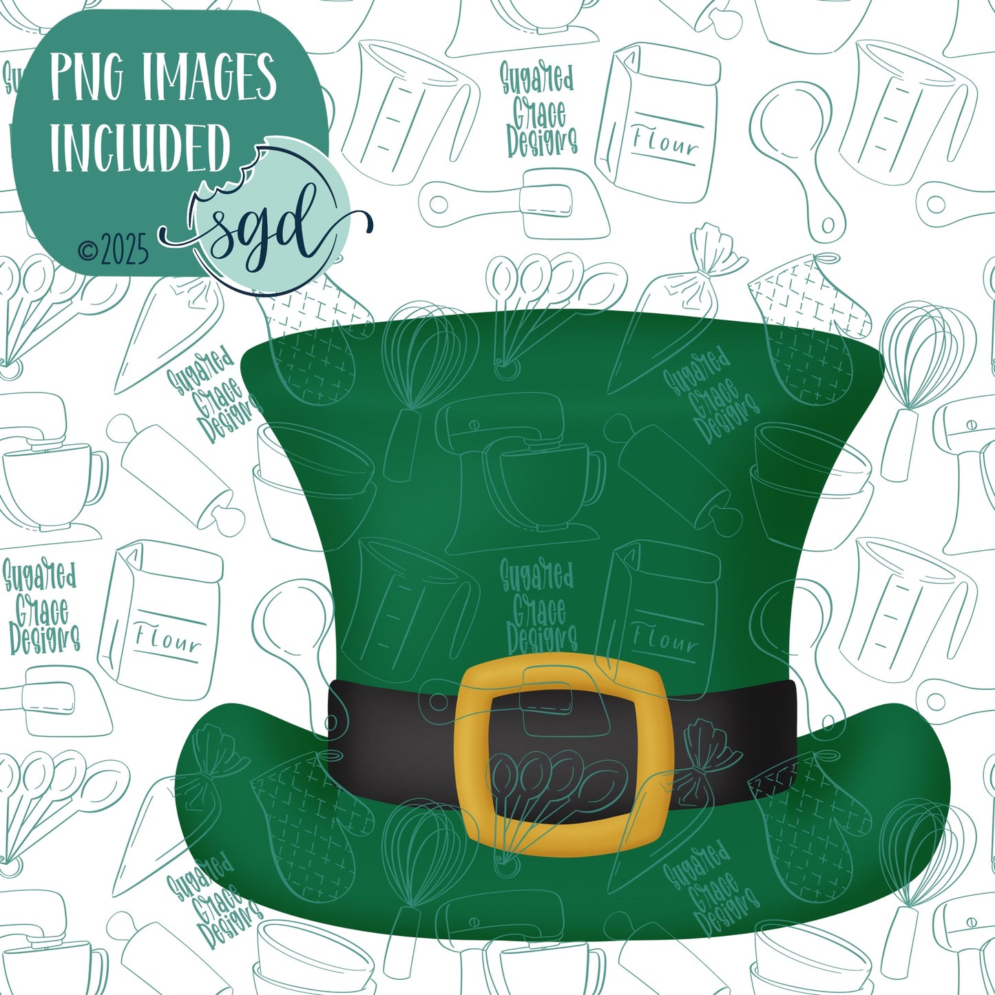 Leprechaun Hat Cookie Cutter for St Patrick's Day with PNG Images to Match - Hand Drawn Graphics for Edible Ink Printers (Copy)