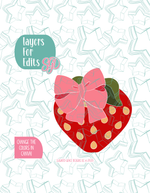 Strawberry with Bow Cookie Cutter with matching PNG