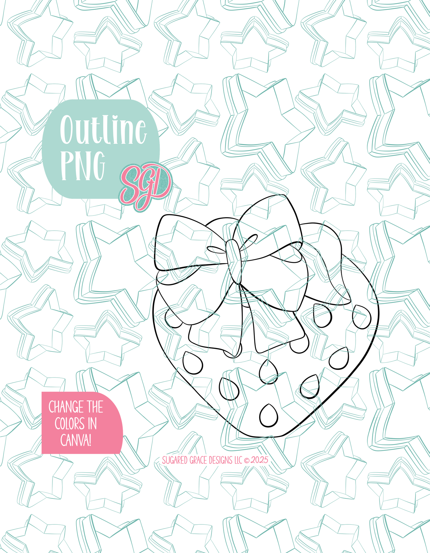 Strawberry with Bow Cookie Cutter STL and PNG set