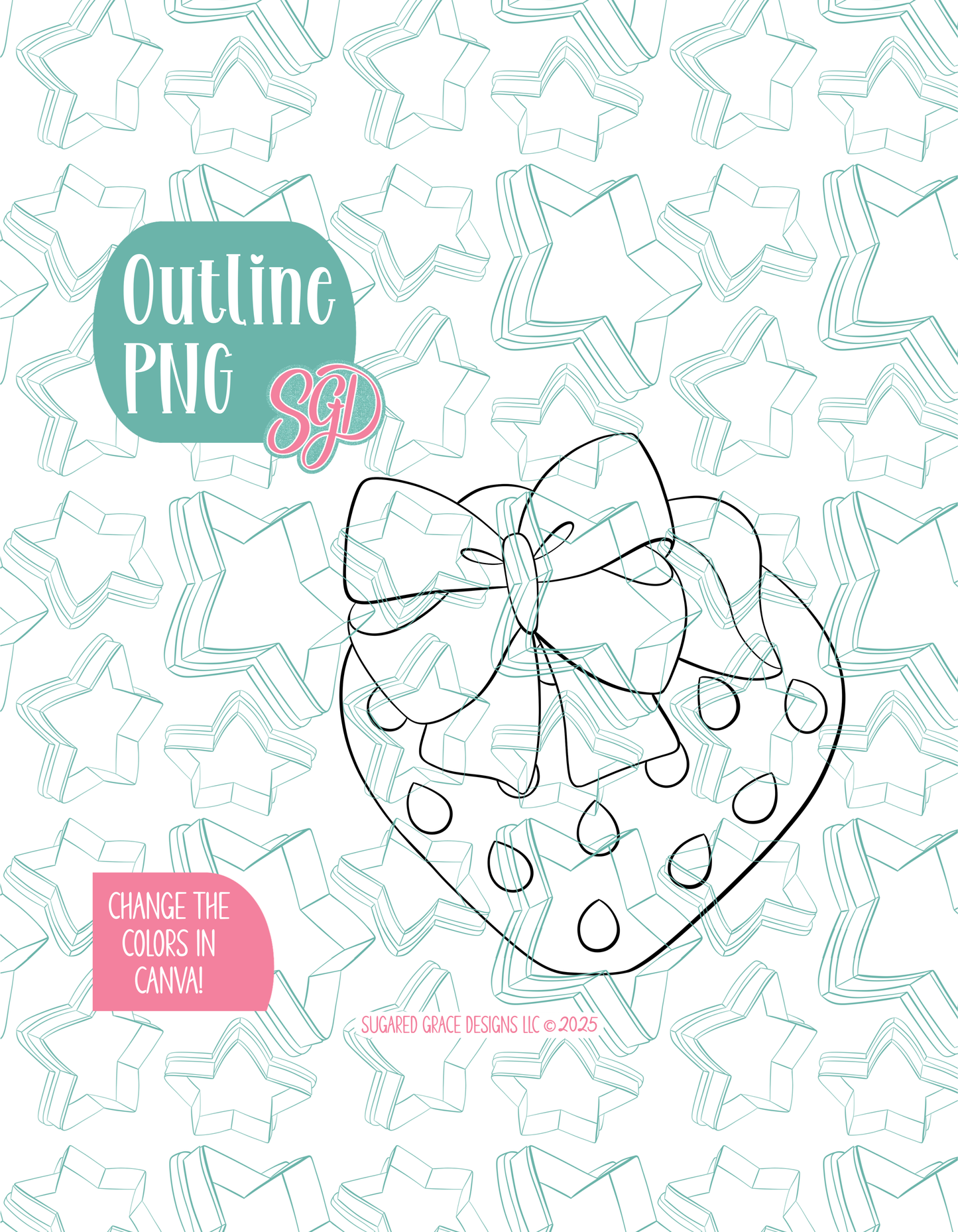 Strawberry with Bow Cookie Cutter with matching PNG