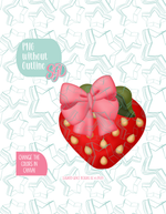 Strawberry with Bow Cookie Cutter STL and PNG set
