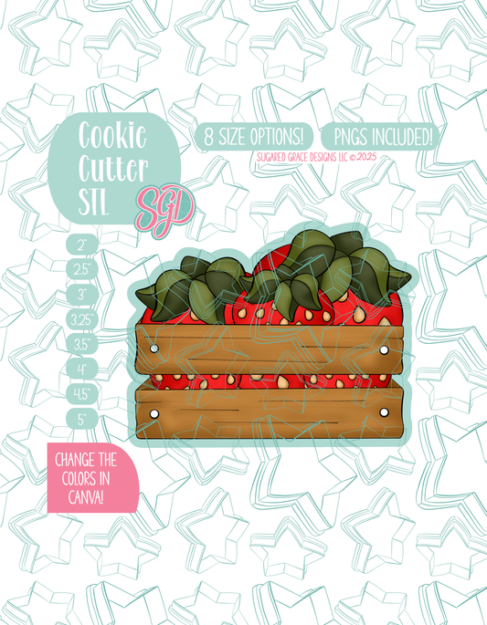 Crate of Strawberries Cookie Cutter STL and PNG set