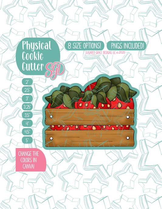 Crate of Strawberries Cookie Cutter with matching PNG