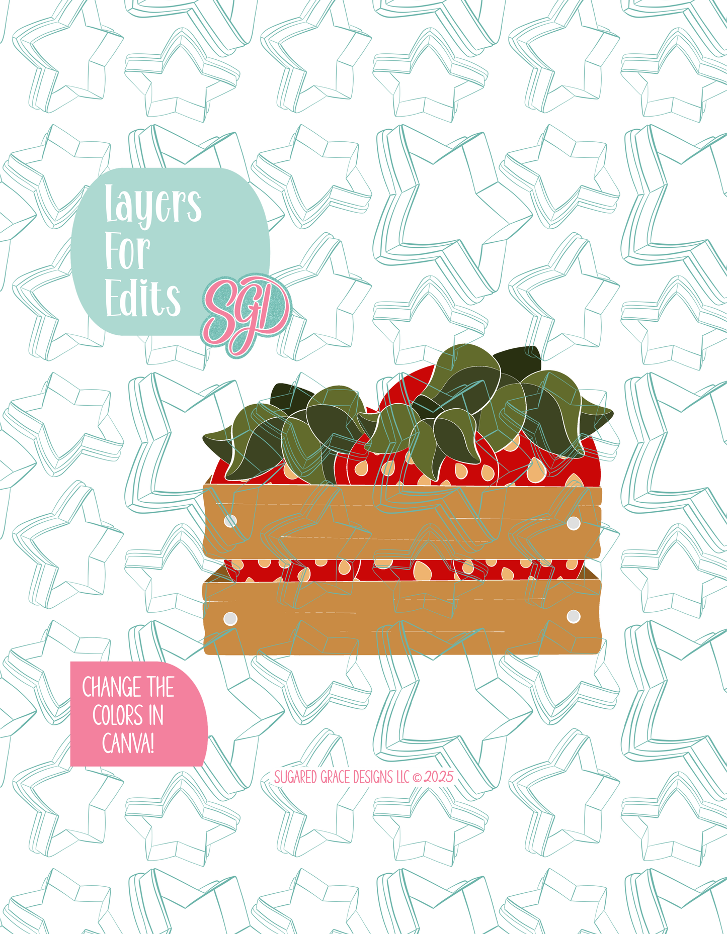 Crate of Strawberries Cookie Cutter STL and PNG set