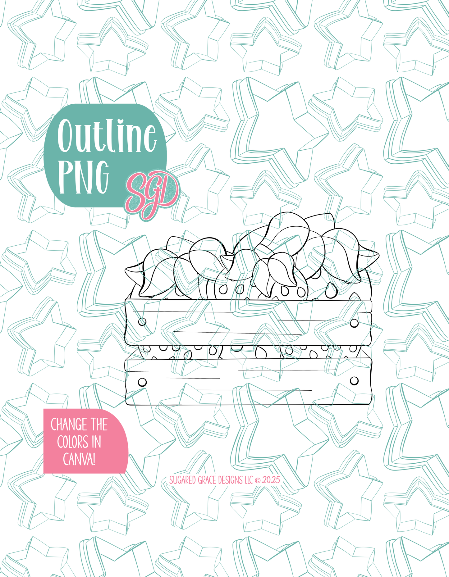 Crate of Strawberries Cookie Cutter with matching PNG