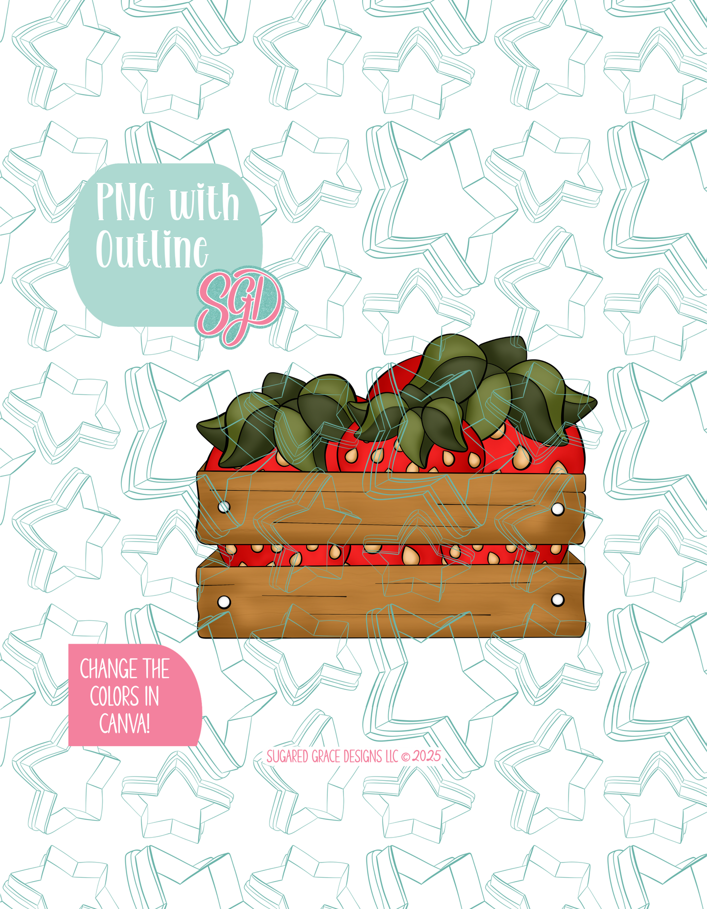 Crate of Strawberries Cookie Cutter STL and PNG set