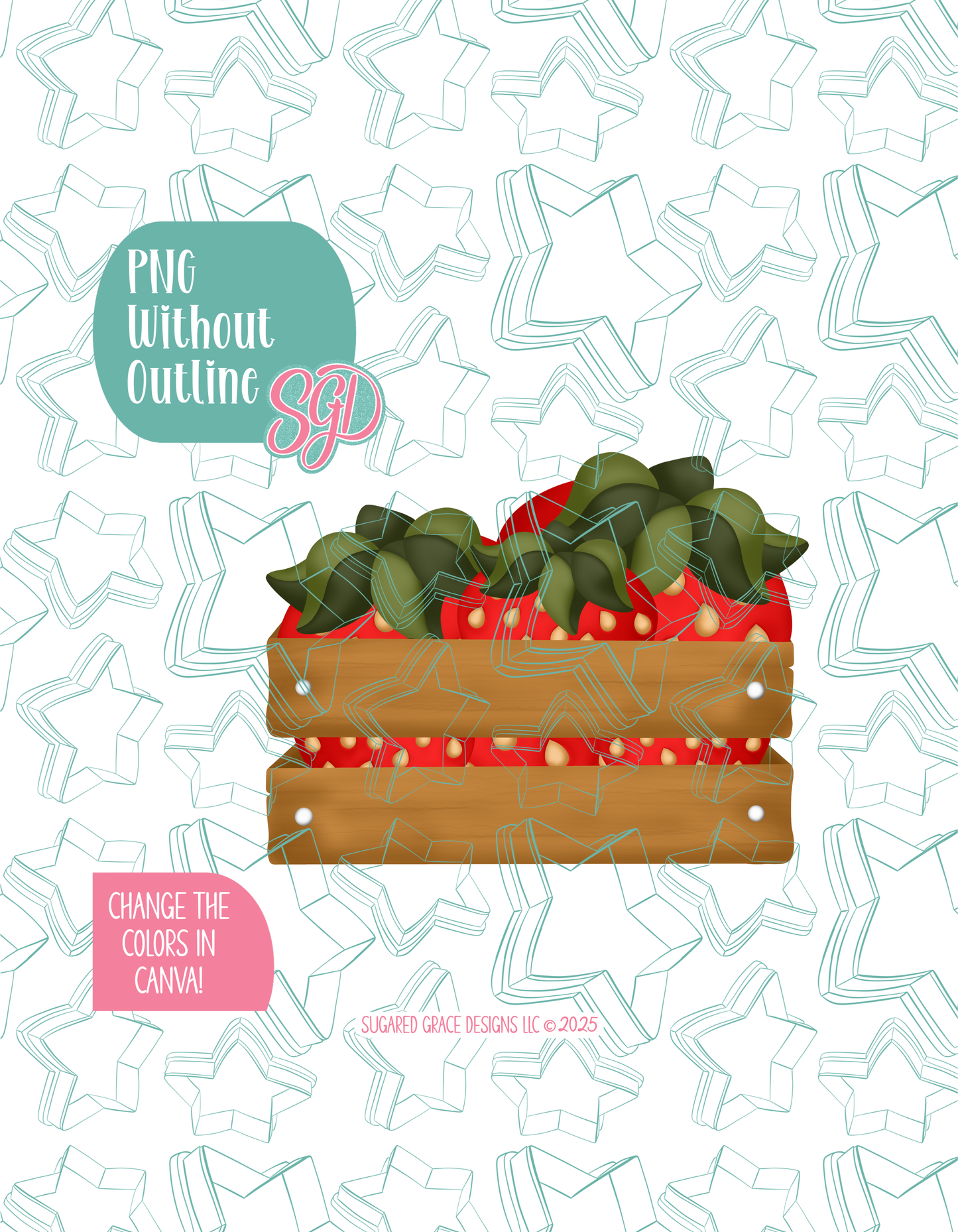 Crate of Strawberries Cookie Cutter with matching PNG