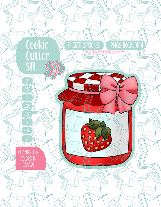 Strawberry Jam Jar Cookie Cutter STL and PNG set