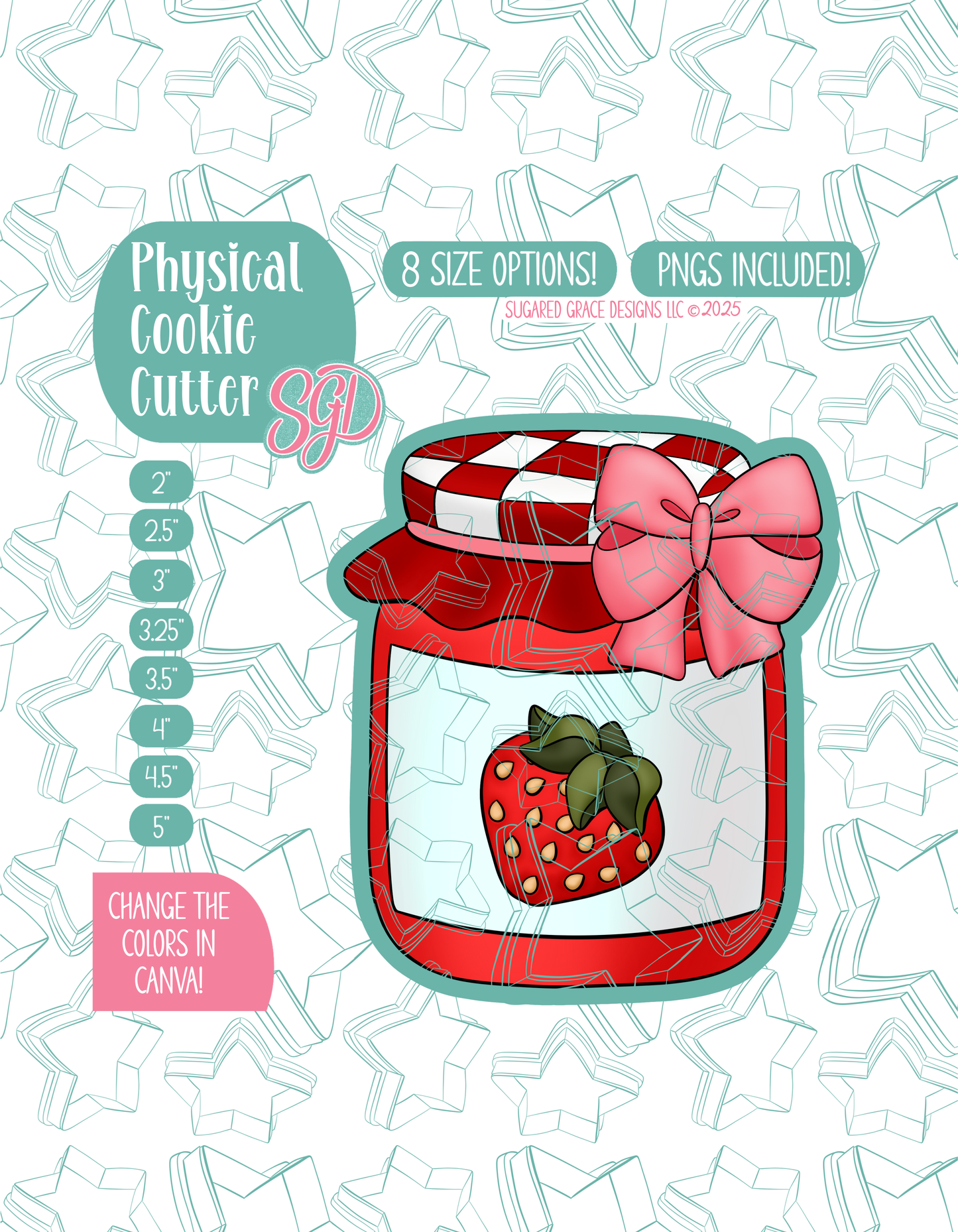 Strawberry Jam Jar Cookie Cutter with matching PNG