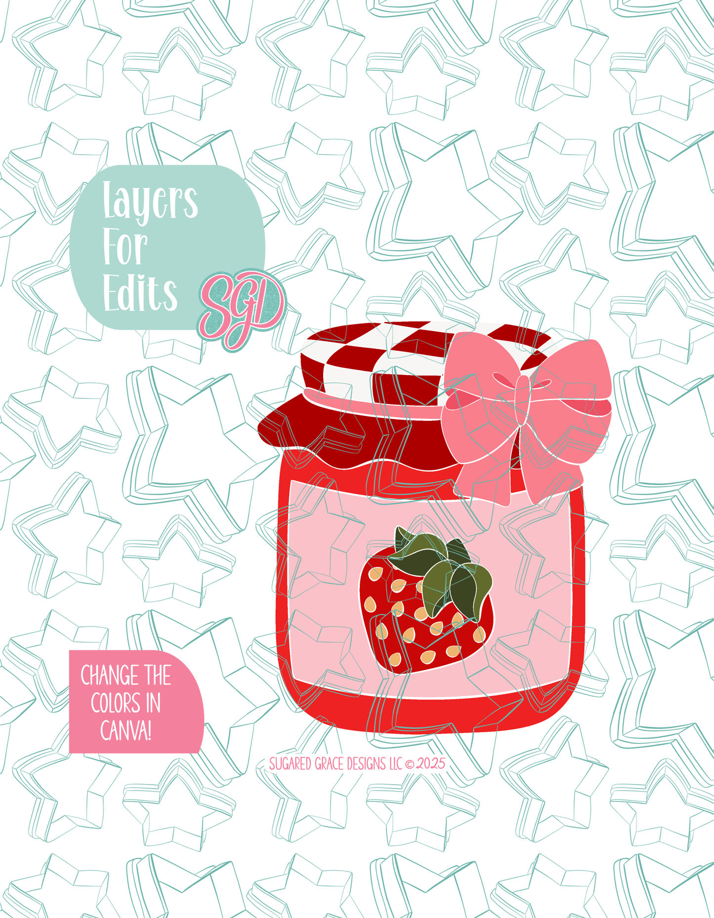 Strawberry Jam Jar Cookie Cutter STL and PNG set